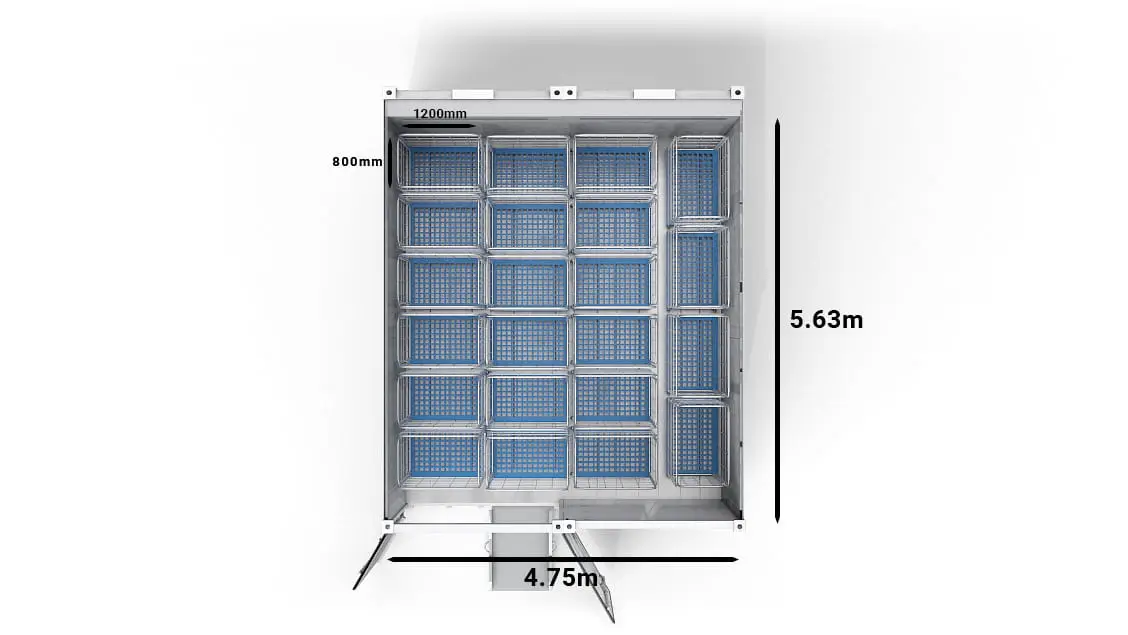 22 rullebure i en 2-rums 20-fods Arctic SuperStore