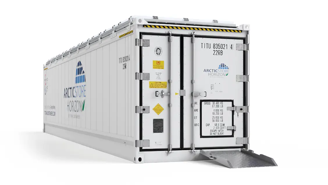 40ft ArcticStore Horizon Frontvisning med Solpaneler
