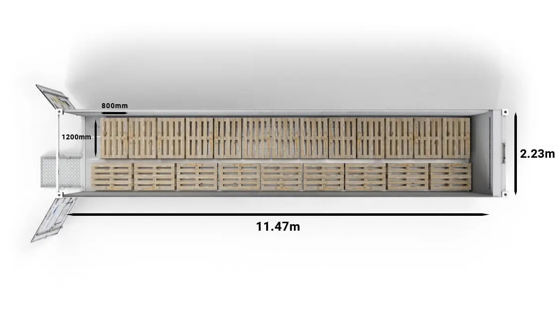 22 EUR-paller i en 40-fods ArcticStore Horizon