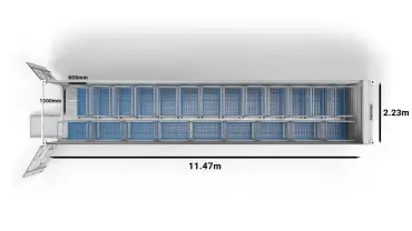 22 rullebure i en 40-fods ArcticStore Horizon